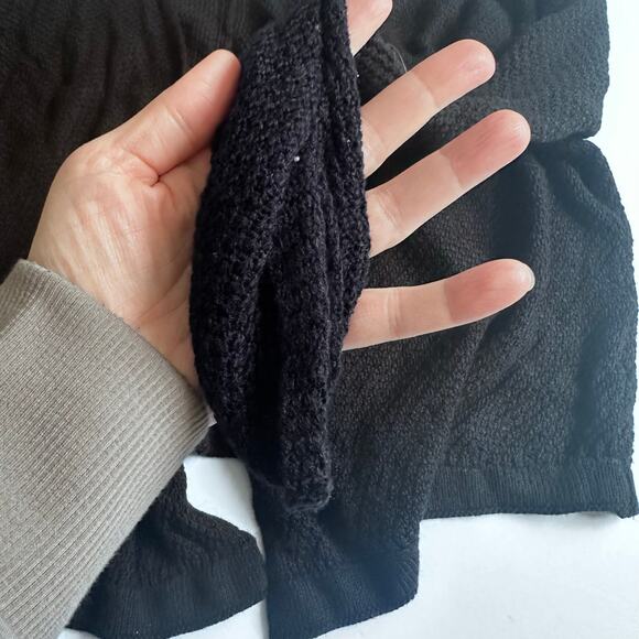 Becaal Black Open Cardigan Sweater - Ruched Sleeves S/M - Picture 3 of 7